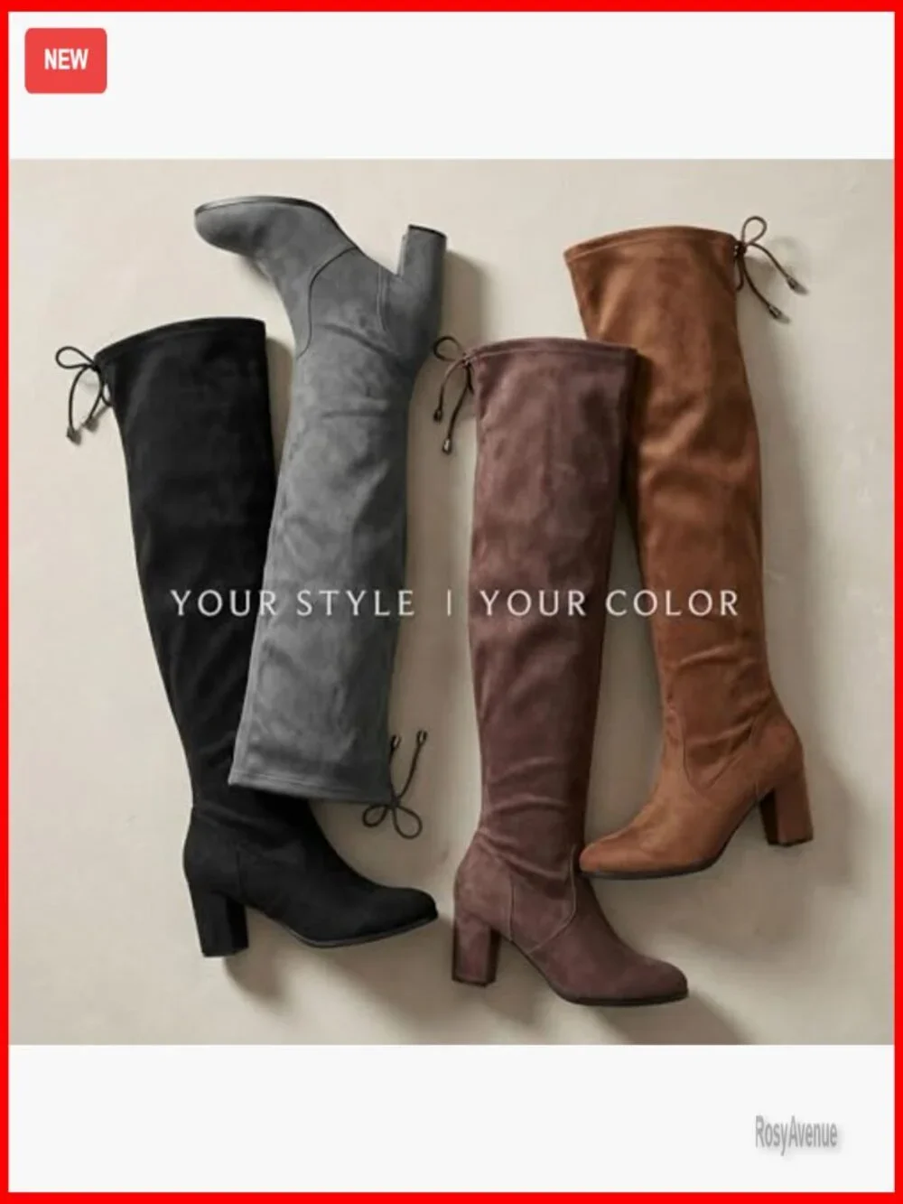 Women's Over-the-Knee Boots with Chunky Heel, Vegan Suede, True to Size